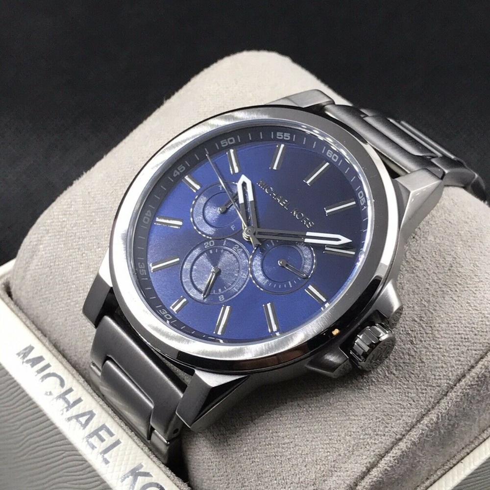 MICHAEL KORS Abbott Mens Watch Gunmetal Blue Dial - Picture 2 of 3